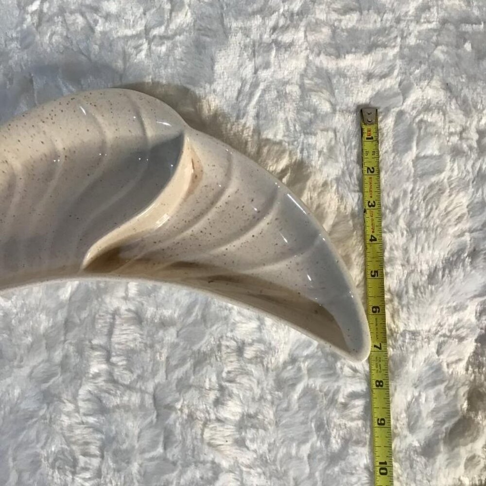 VTG Speckled Pottery Leaf Shaped Divided Charcuterie Serving Dish - 11" x 7" USA - Picture 12 of 12